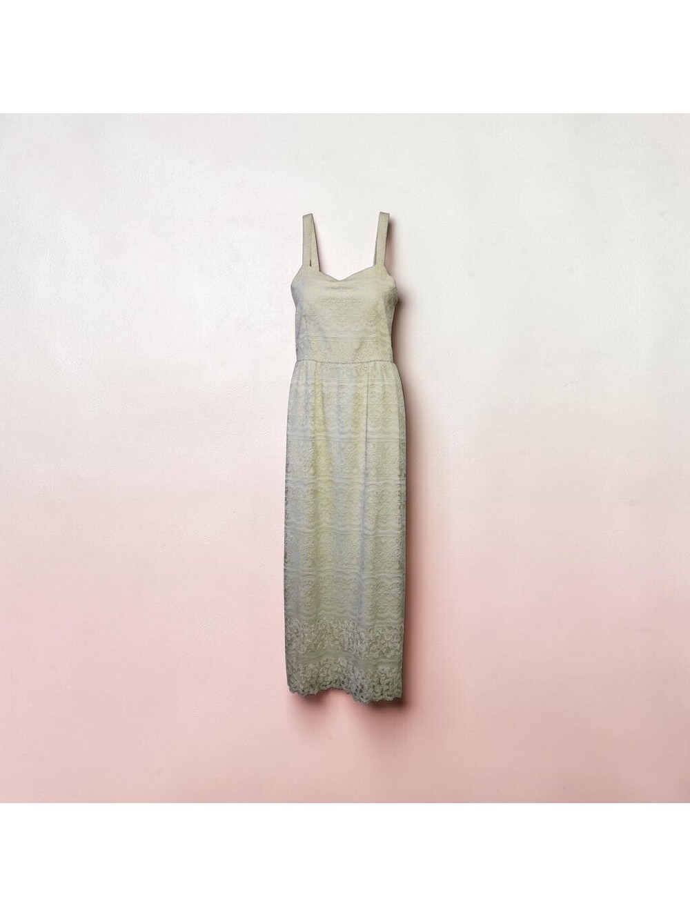 Vintage Cream Lace Column Maxi Dress Sleeveless Bridal Shower Wedding Plus Sz 22